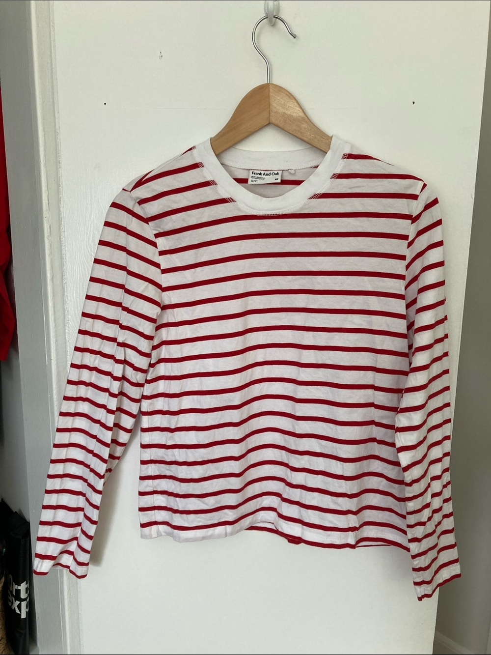 FRANK & OAK Mariner Stripe Red & White Striped Long Sleeve Tee